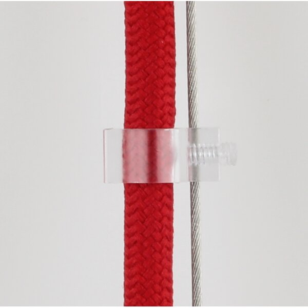 Kabelclip Kabelhalter Seilhalter-Clip für Stahlseile Lampen-Kabel 7.0-8.5mm + Drahtseil 1.0-2.0mm Kunststoff transparent