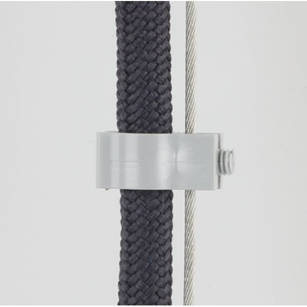 Kabelclip Kabelhalter Seilhalter-Clip für Stahlseile Lampen-Kabel 7.0-8.5mm + Drahtseil 1.0-2.0mm Kunststoff grau